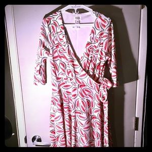 Unique Vintage Watermelon Wrap Dress